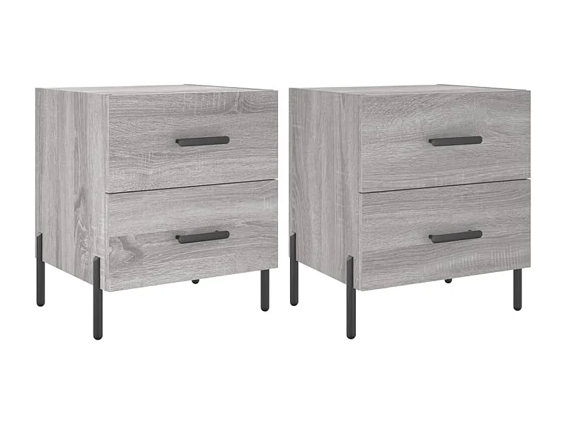 Nachttisch 2er Set-Beistelltisch-Nachttischkommode Grau Sonoma 40x35x47,5 cm Holzwerkstoff SHL15187