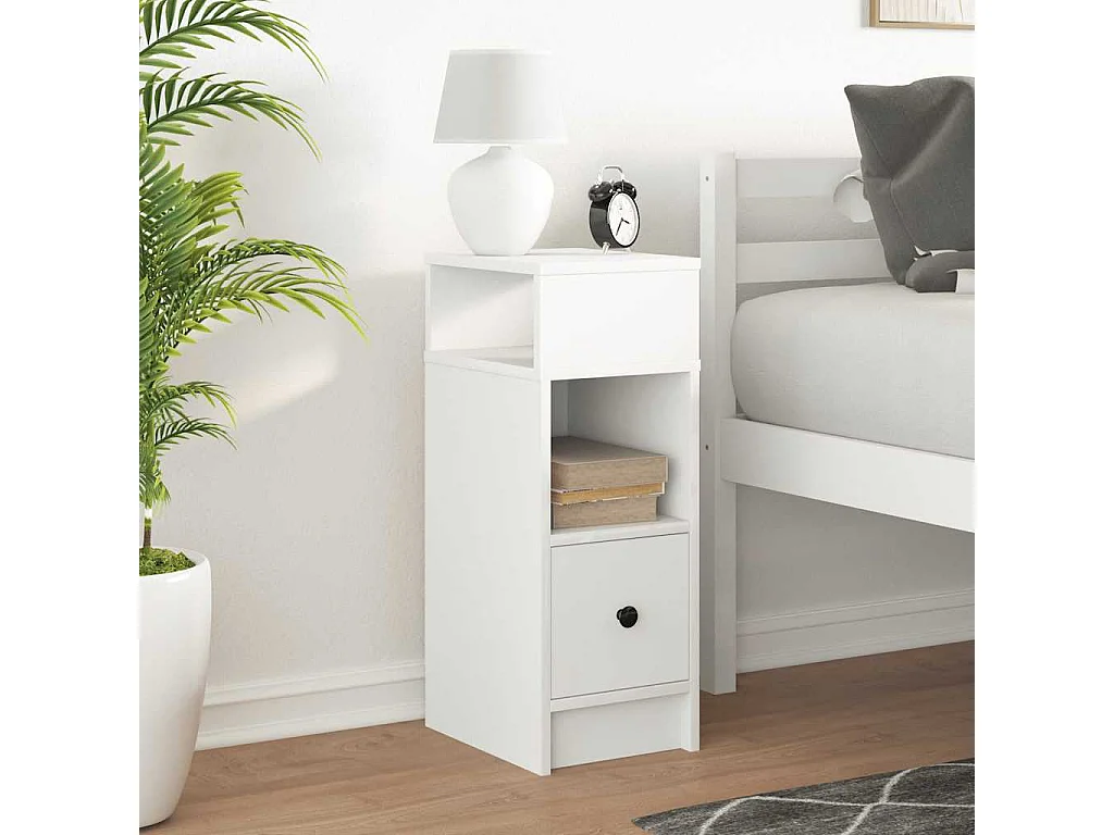 Mesa de Cabeceira | Criado-mudo Moderno com gaveta 25x31x66 cm branco