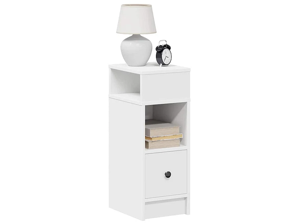 Comodino con Cassetto | Tavolino da notte Bianco 25x31x66 cm SHL9997