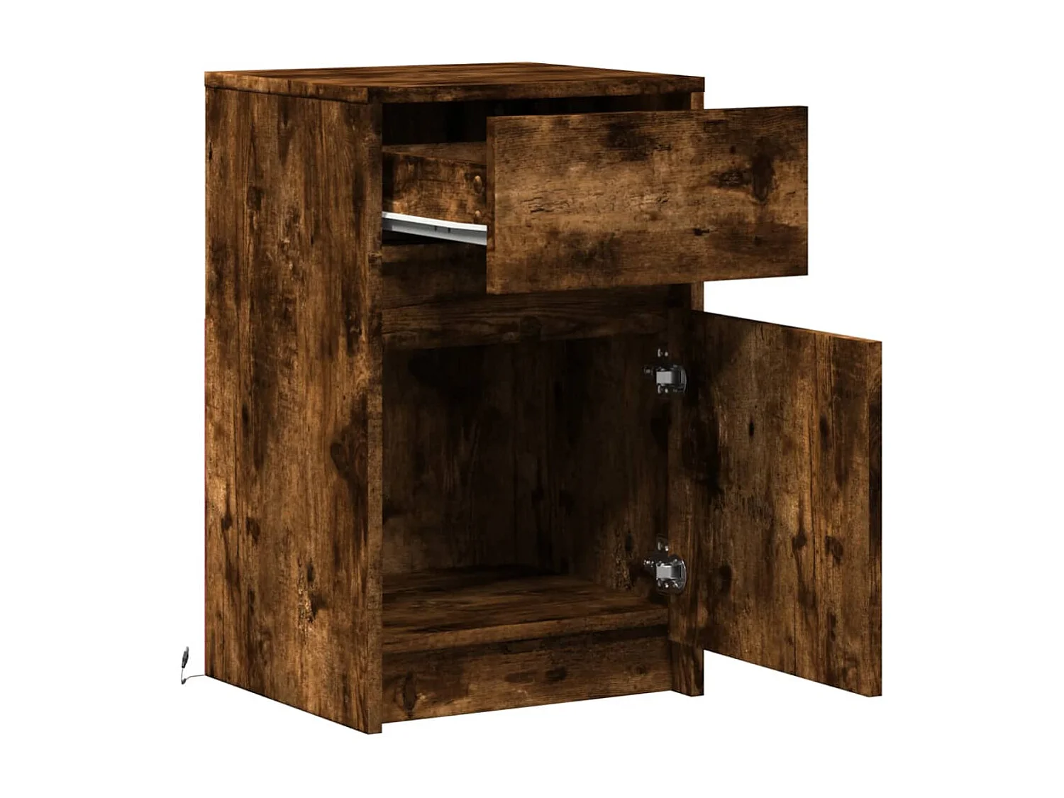 Table de chevet-Table d'appoint avec Éclairage LED chêne fumé bois d'ingénierie