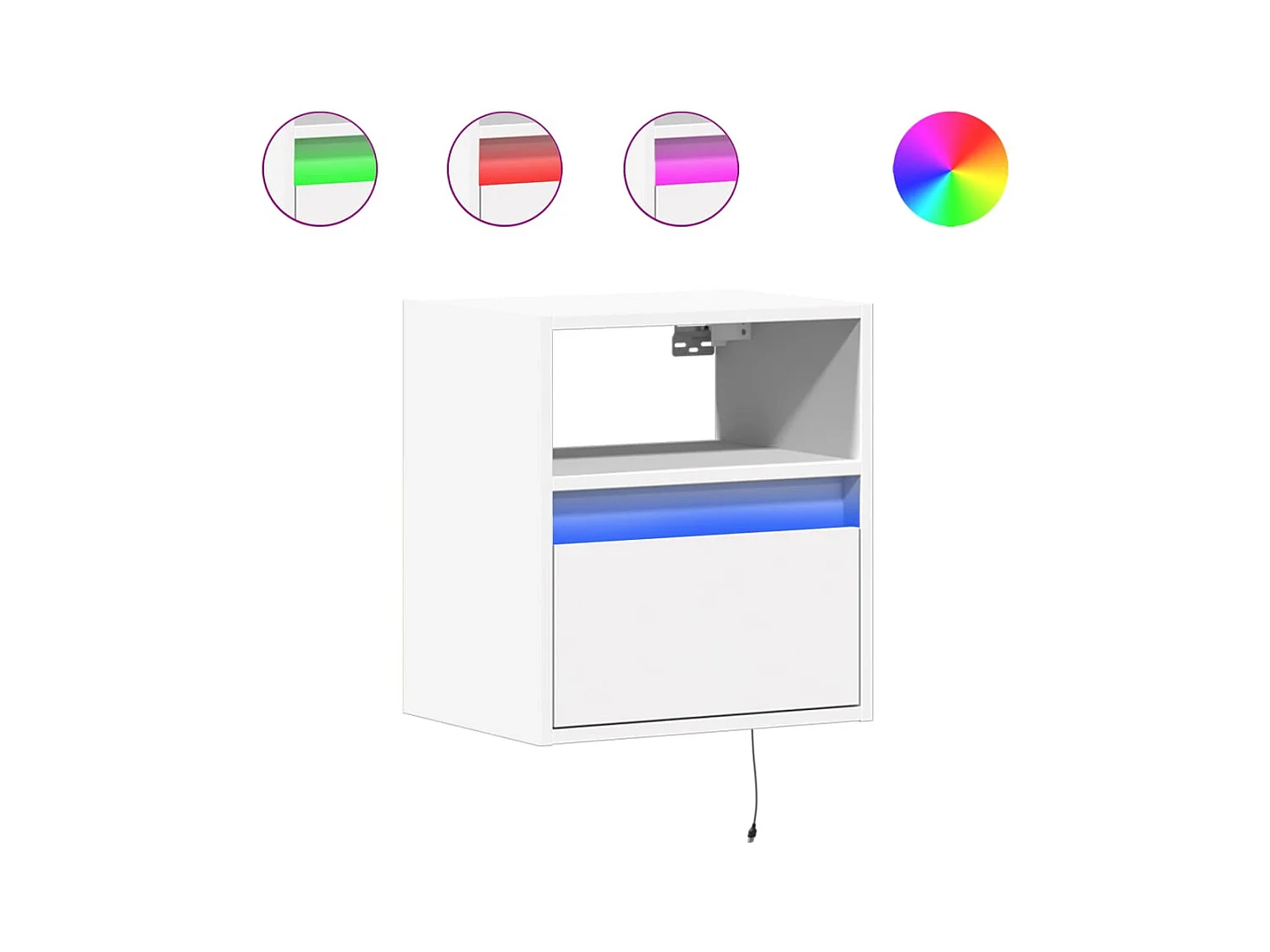 Mesitas de noche | Mesilla de noche de pared con luces LED 2 unidades blanco