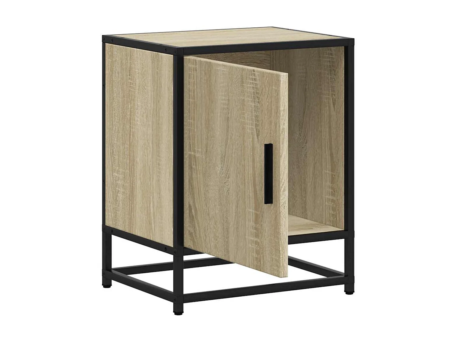 Nachttisch 2er Set-Beistelltisch-Nachttischkommode Sonoma-Eiche 40x31x50cm Holzwerkstoff Metall SHL68741