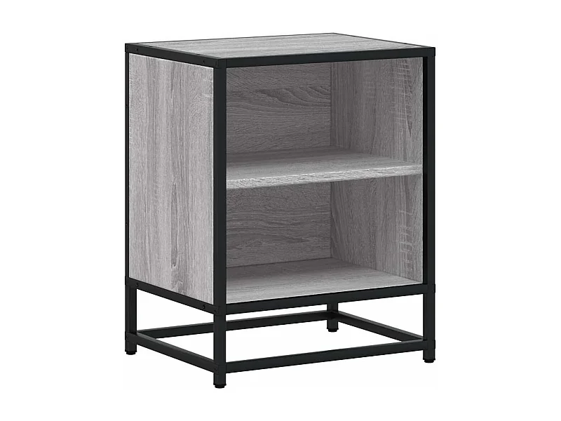 Mesita de noche | Mesilla de noche madera de ingeniería gris sonoma 40x31x50 cm metal