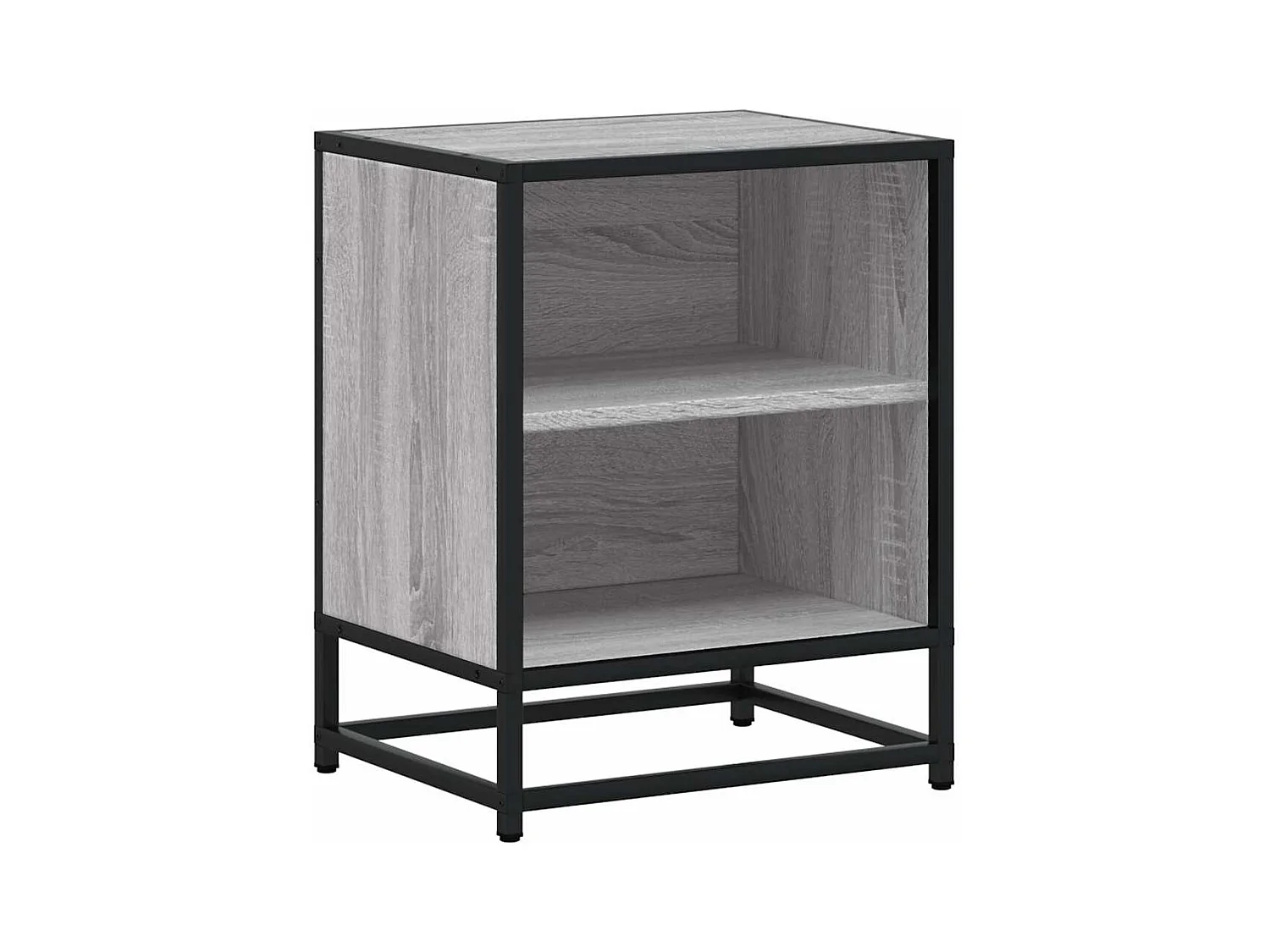 Mesita de noche | Mesilla de noche madera de ingeniería gris sonoma 40x31x50 cm metal