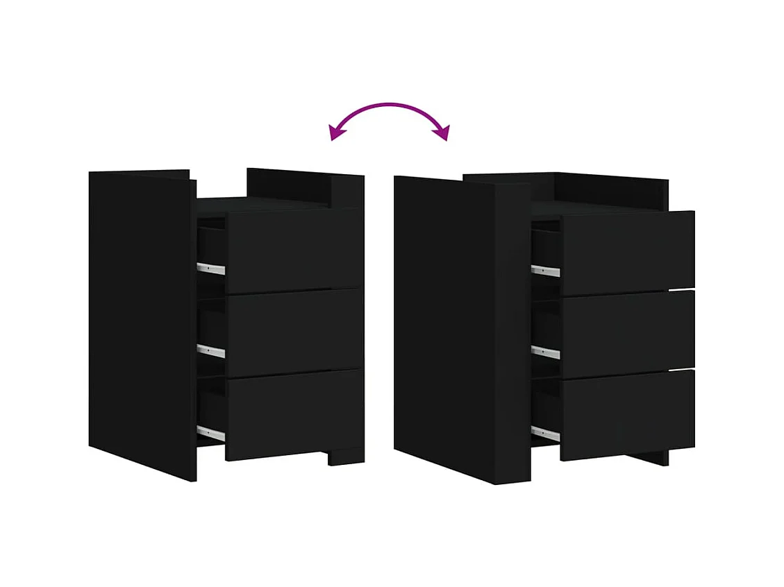Mesita de noche | Mesilla de noche madera de ingeniería negro 45x50x65 cm