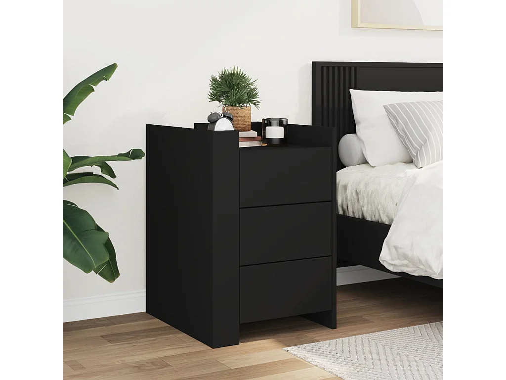 Nachttisch-Beistelltisch-Nachtschrank Schwarz 45x50x65 cm Holzwerkstoff SHL84524