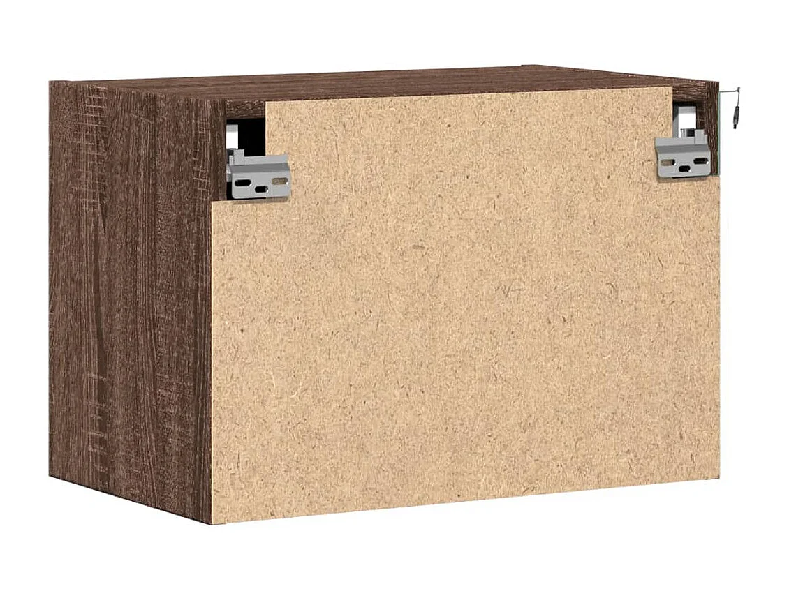 Mesita de noche | Mesilla de noche de pared con luces LED roble marrón