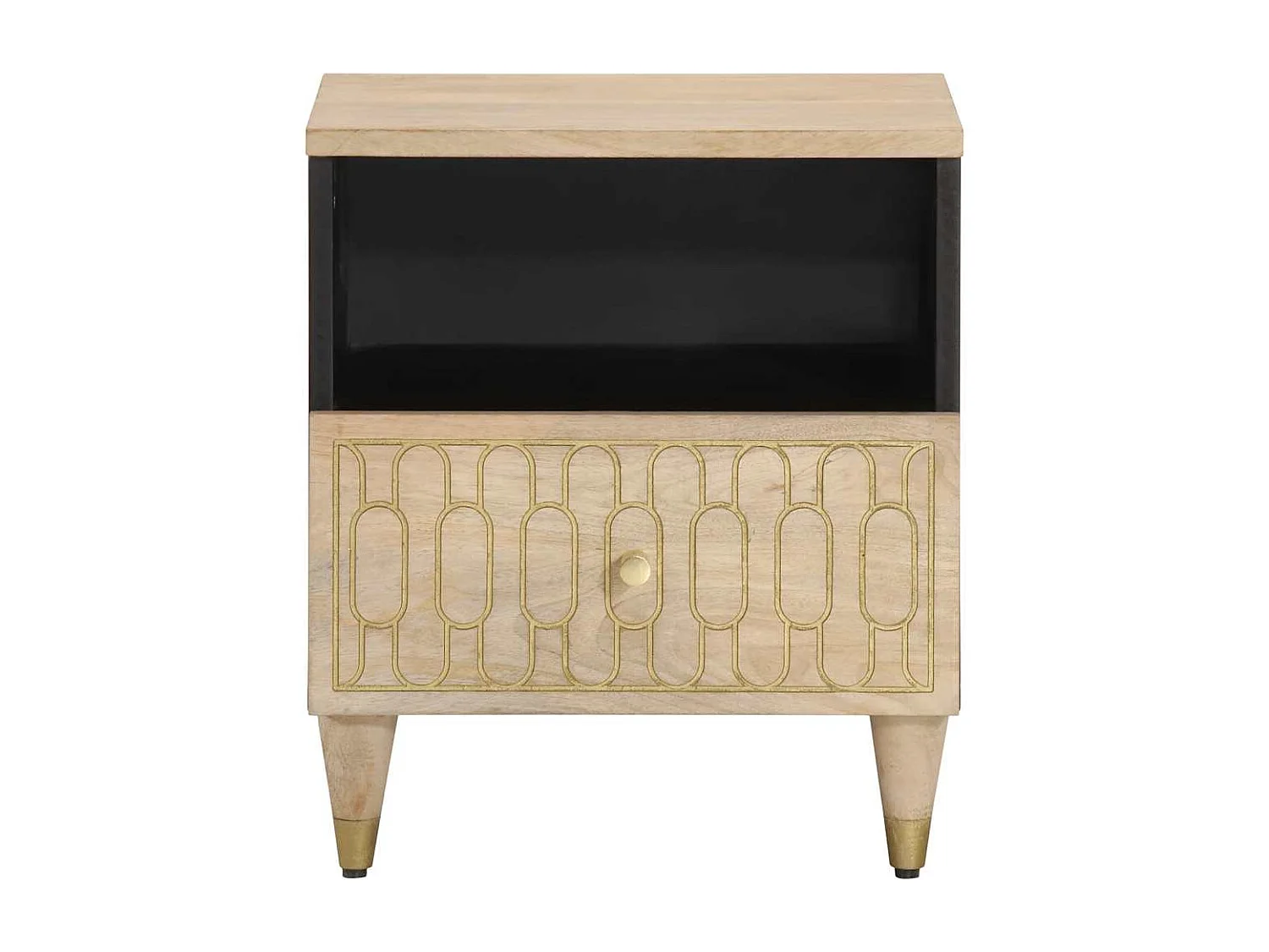 Nachttisch 2er Set-Beistelltisch 40x33x46 cm Massivholz Mango SHL27327