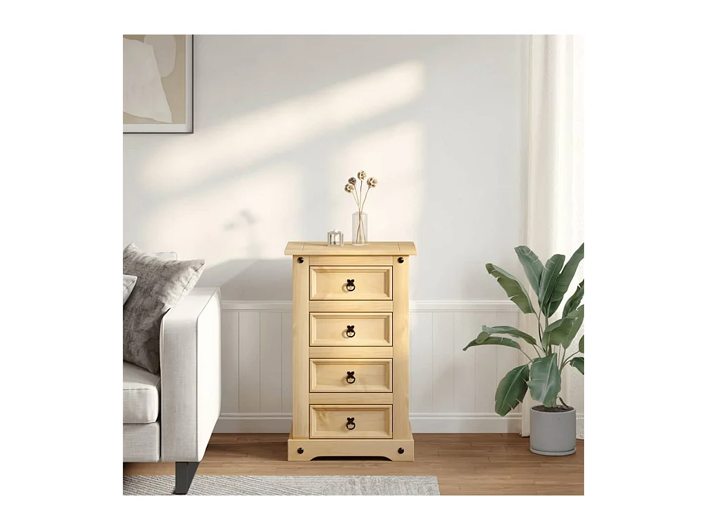 Mesita de noche | Mesilla de noche Corona madera maciza de pino 53x39x84 cm