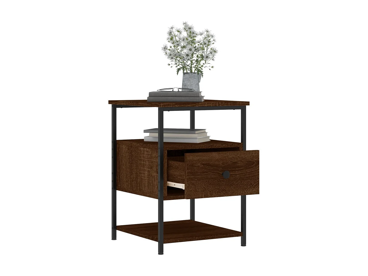 Nachttisch 2er Set-Beistelltisch-Nachttischkommode Braun Eichen-Optik 40x42x56 cm Holzwerkstoff SHL48859