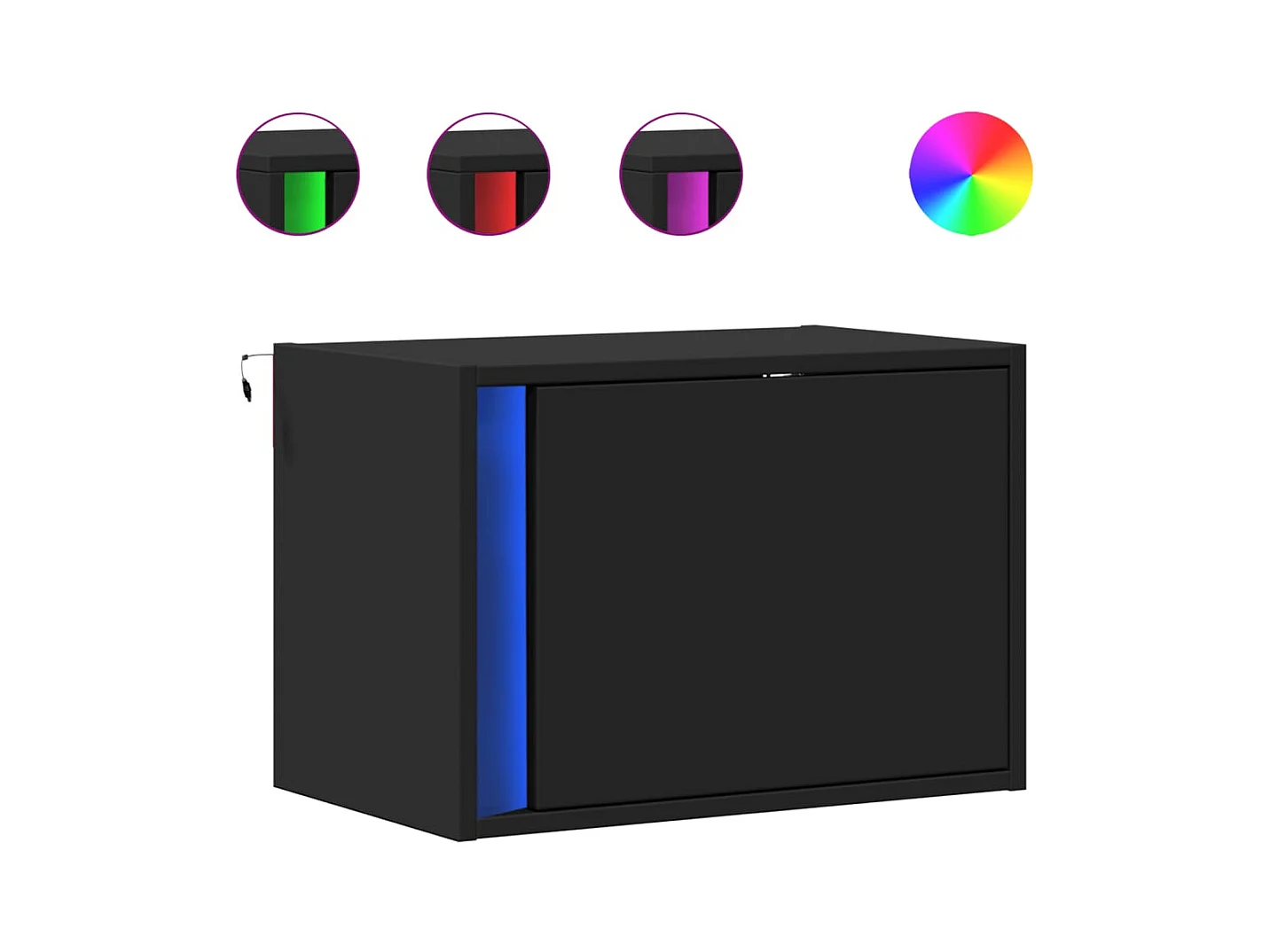 Mesitas de noche | Mesilla de noche de pared con luces LED 2 unidades negro