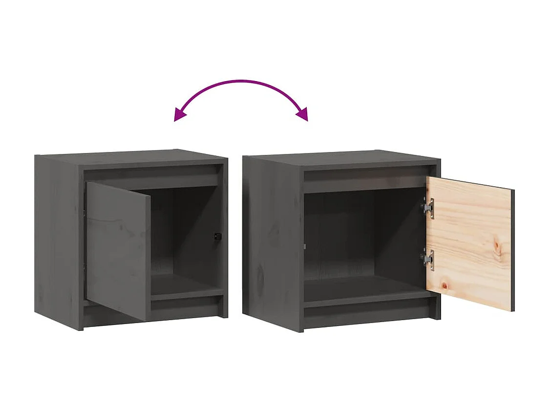 Mesitas de noche | Mesilla de noche 2 uds madera maciza pino gris 40x30,5x40 cm