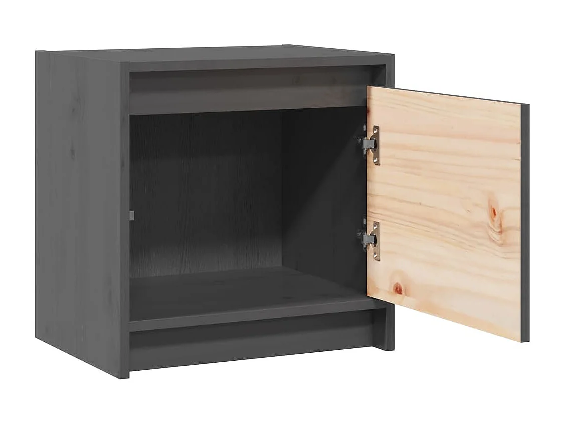 Nachttisch 2er Set-Beistelltisch-Nachttischkommode Grau 40x30,5x40 cm Massivholz Kiefer SHL17821