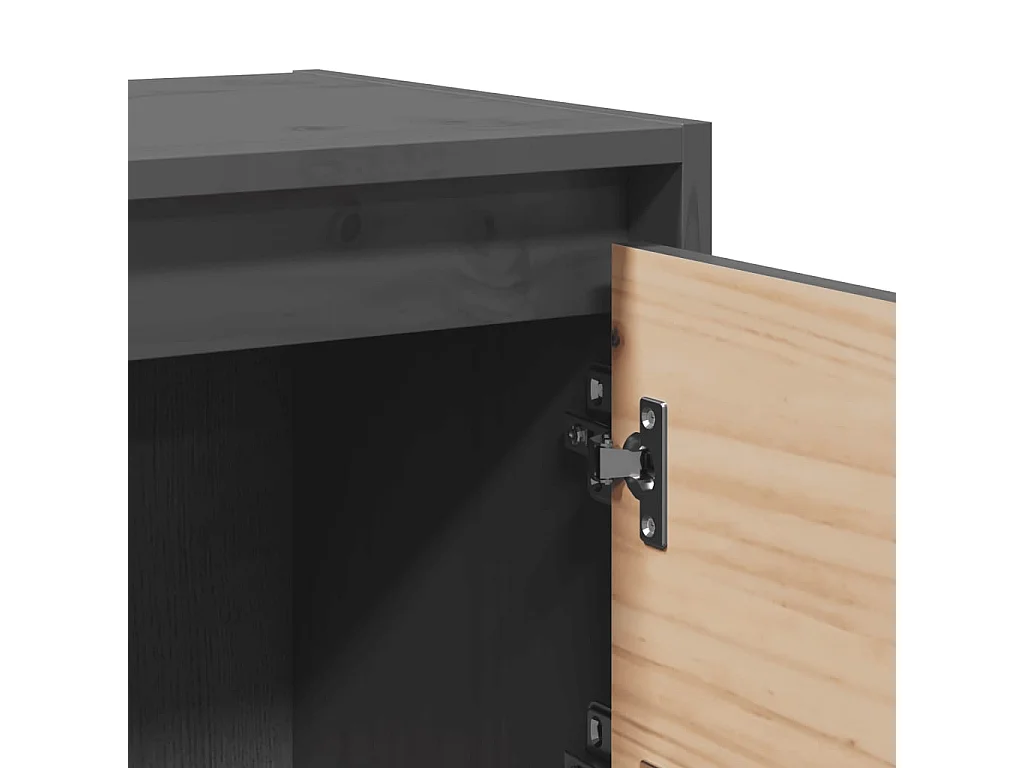 Nachttisch 2er Set-Beistelltisch-Nachttischkommode Grau 40x30,5x40 cm Massivholz Kiefer SHL17821