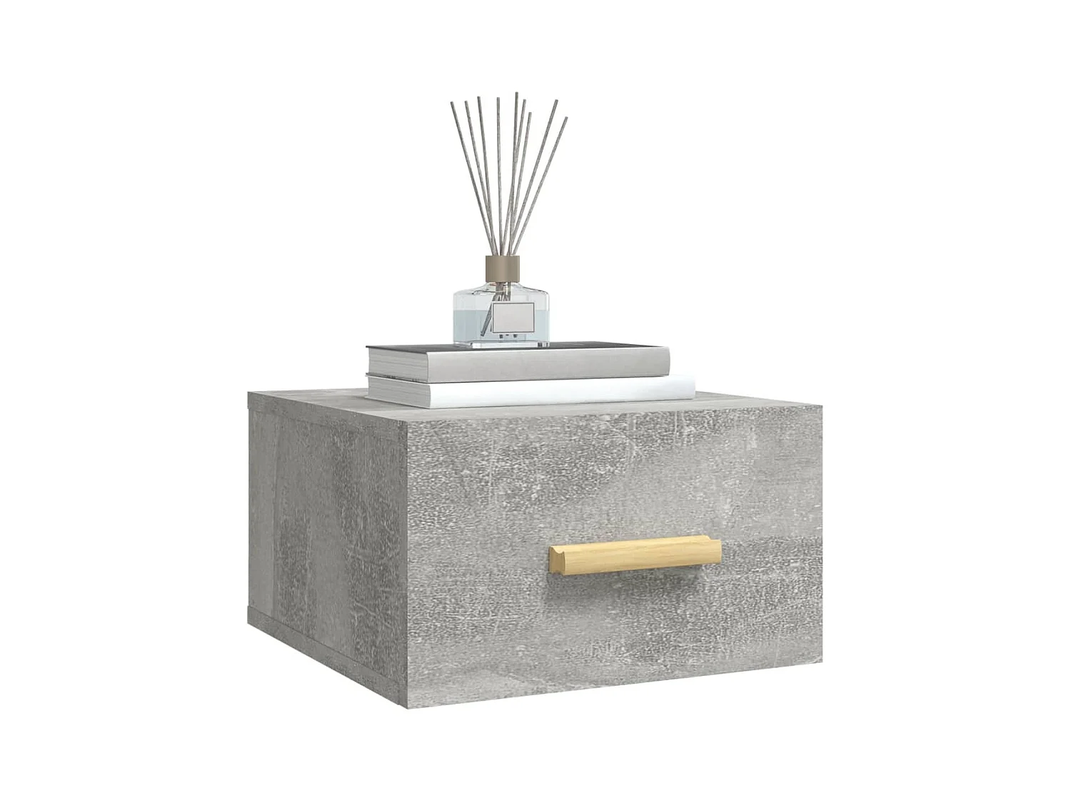 Mesita de noche | Mesilla de noche de pared color gris hormigón 35x35x20 cm