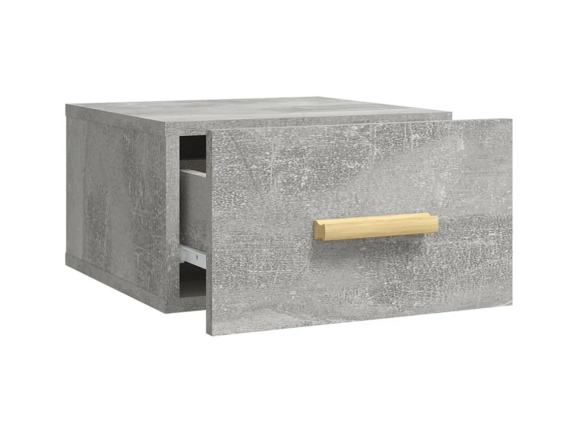 Mesita de noche | Mesilla de noche de pared color gris hormigón 35x35x20 cm