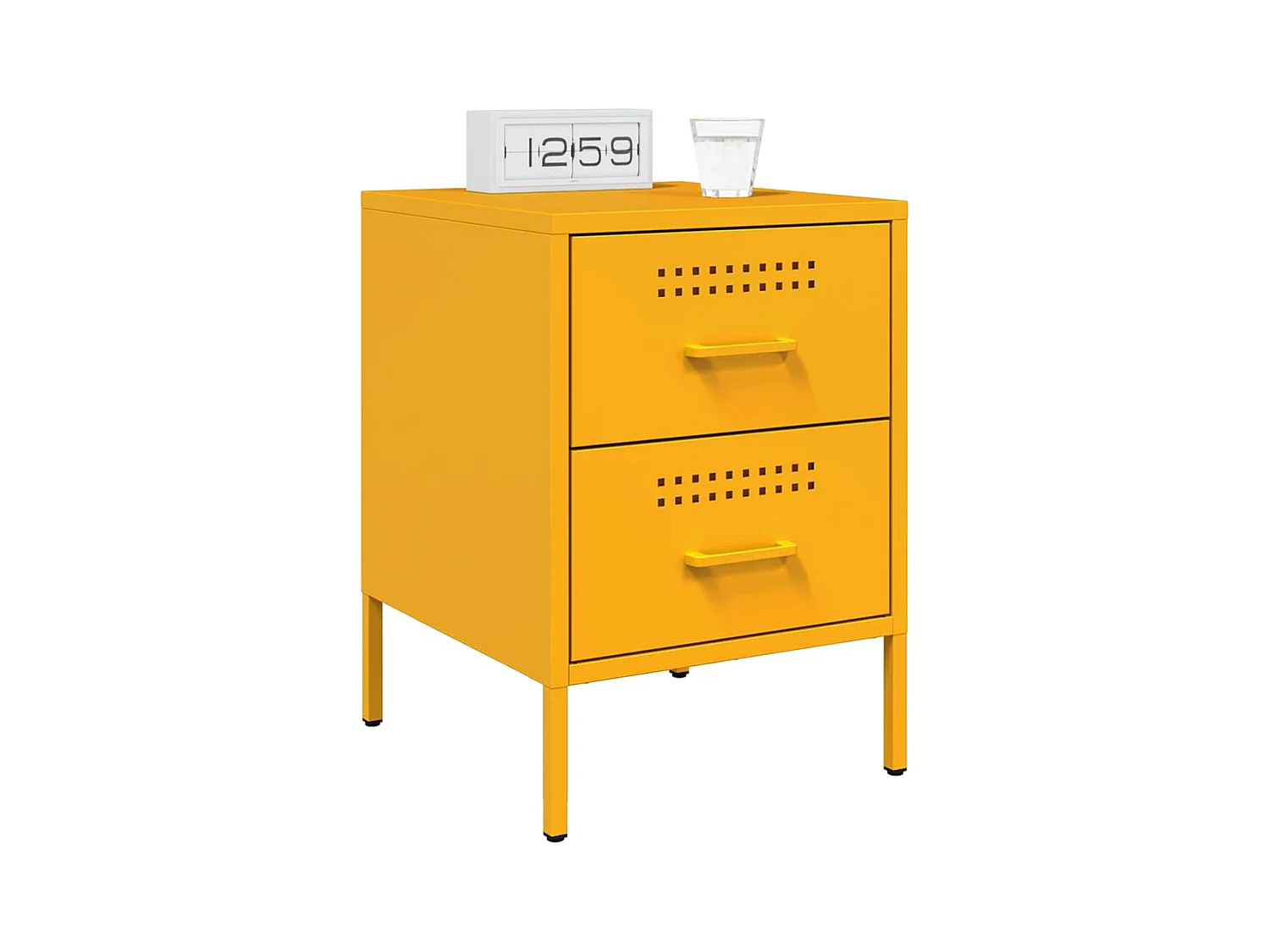 Mesitas de noche | Mesilla de noche 2 uds acero amarillo mostaza 36x39x50,5 cm