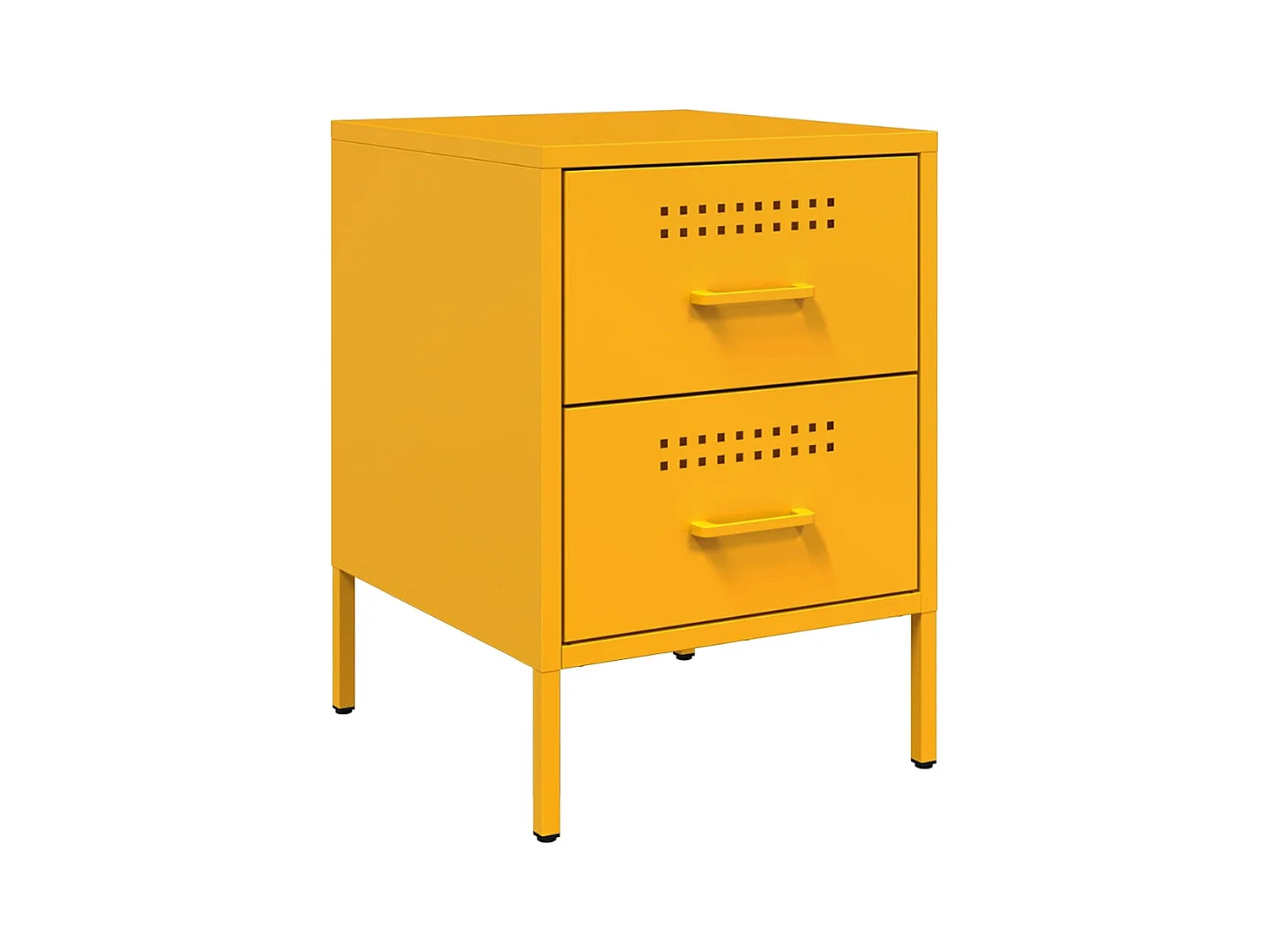 Mesitas de noche | Mesilla de noche 2 uds acero amarillo mostaza 36x39x50,5 cm