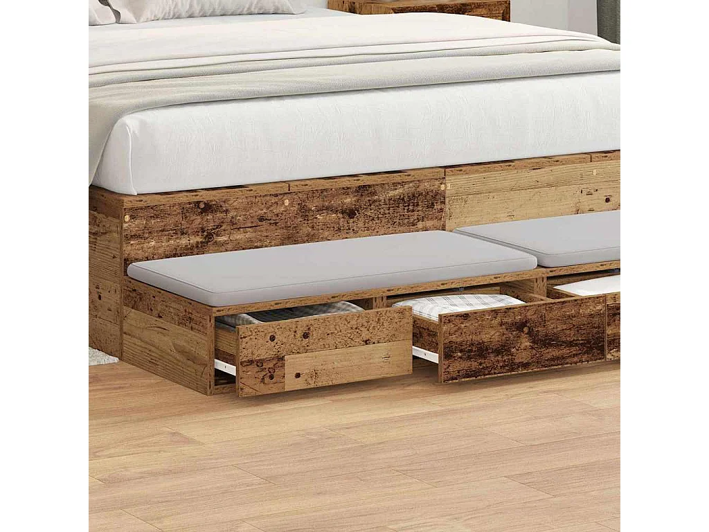 Tiroirs de lit avec tiroir Bois ancien 135x36.5x16.5 cm