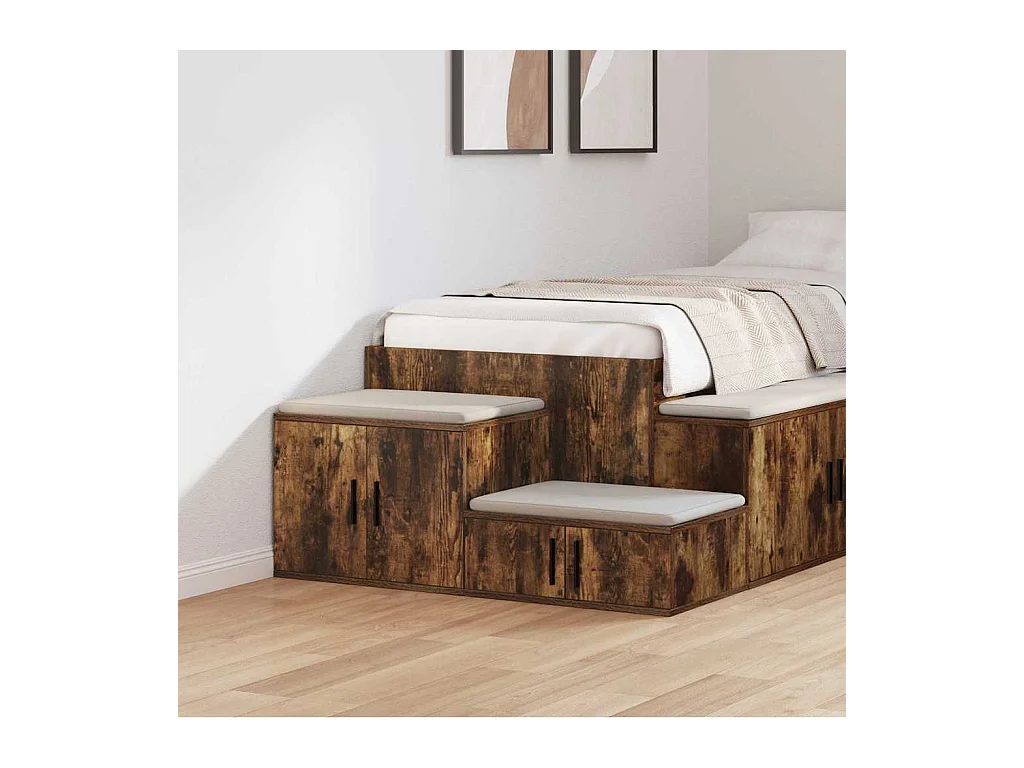 Mueble de almacenaje | Cabinete de Noche | Mesa auxiliar Roble ahumado 103x41x40 cm