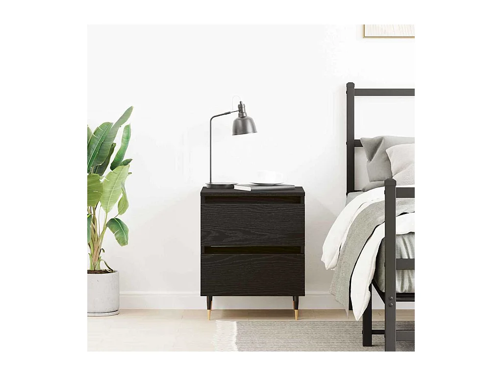 Mesita de Noche | Armario de Noche | Mesilla de noche con cajón Roble negro 40x35x50 cm