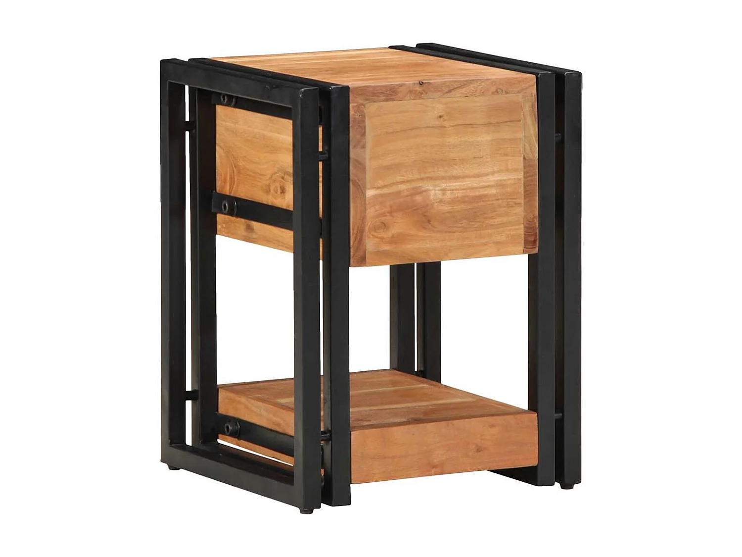 Nachttisch 2er Set-Beistelltisch Braun 30 x 30 x 40 cm Massivholz Akazie SHL53983