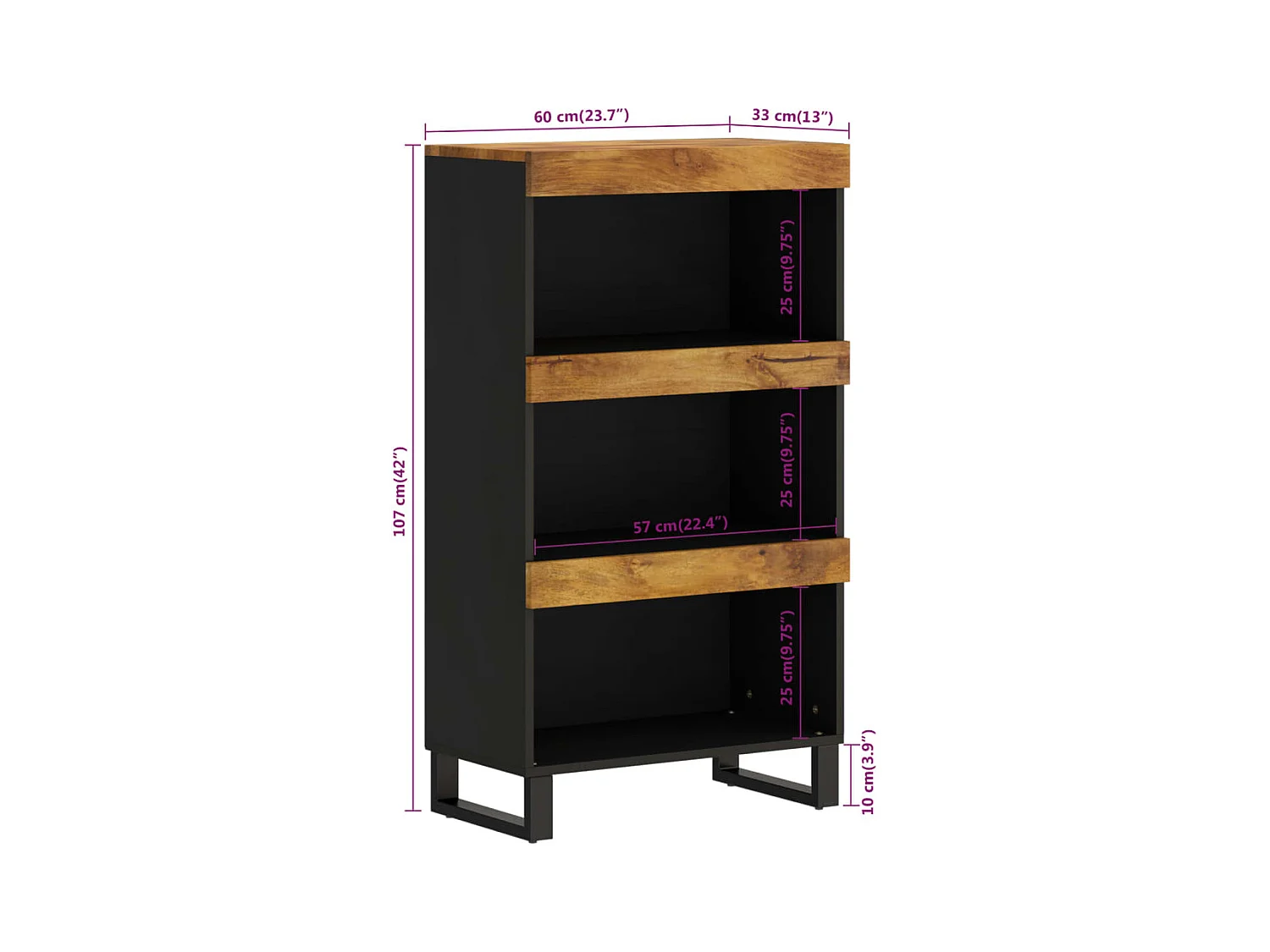 Mueble de almacenaje | Armario auxiliar madera maciza de mango 60x33x107 cm