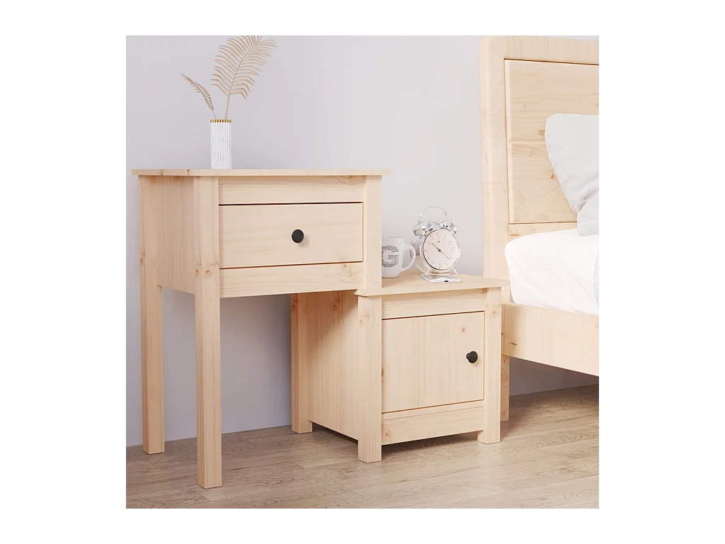 Mesita de noche | Mesilla de noche madera maciza de pino 79,5x38x65,5 cm