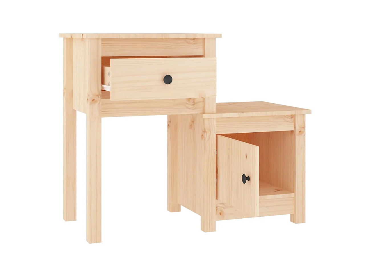 Mesita de noche | Mesilla de noche madera maciza de pino 79,5x38x65,5 cm