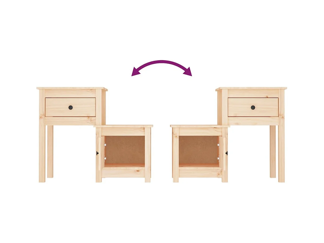 Mesita de noche | Mesilla de noche madera maciza de pino 79,5x38x65,5 cm