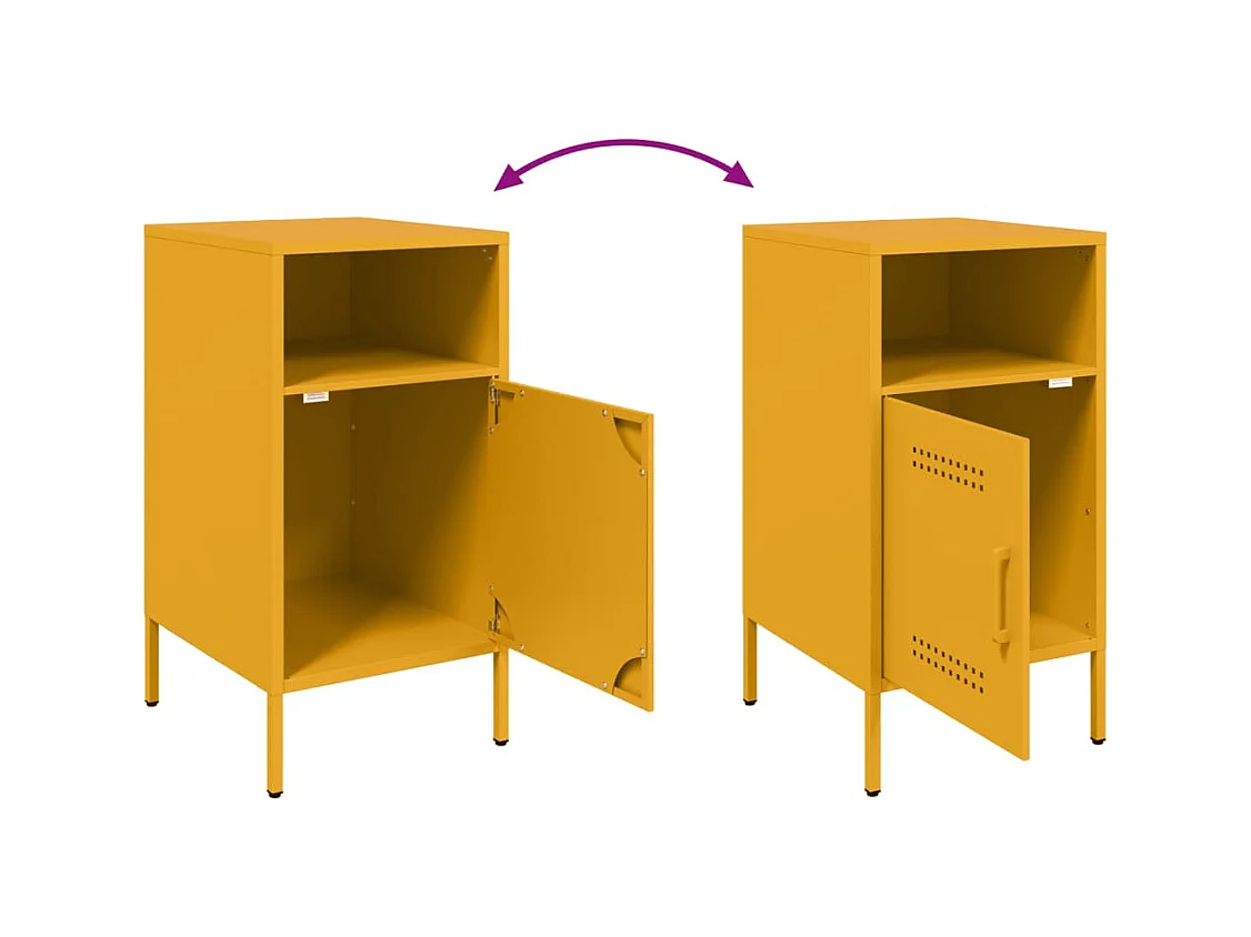 Mesita de noche | Mesilla de noche acero amarillo mostaza 36x39x68 cm