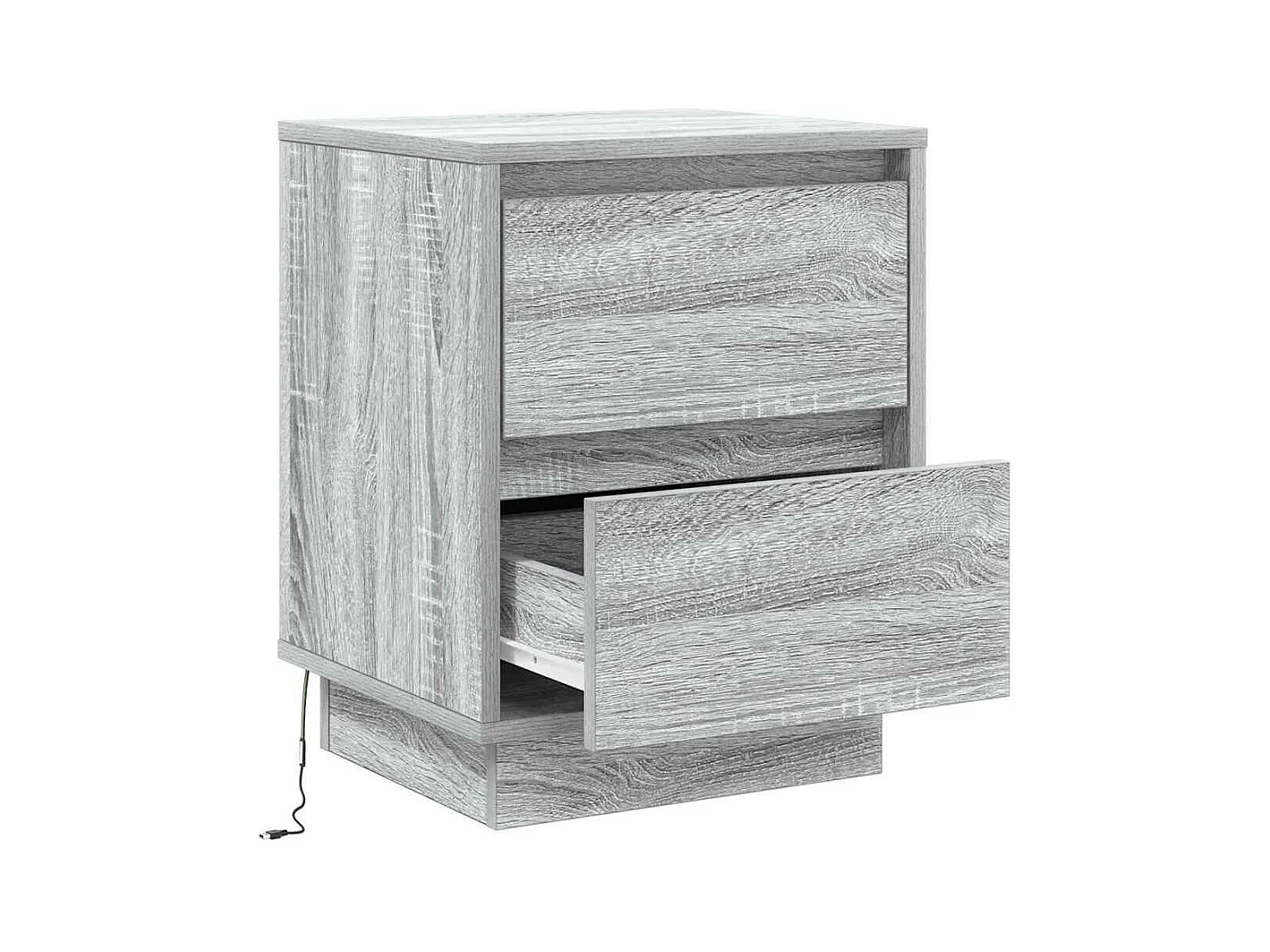 Mesita de Noche | Armario de Noche | Mesilla de noche Gris 39x34.5x50 cm Madera contrachapada