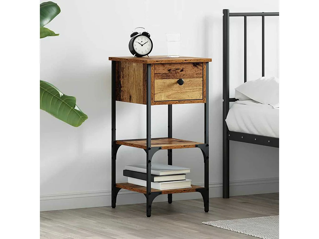 Table de chevet-Table de Nuit avec tiroir Bois ancien 34x36x70 cm