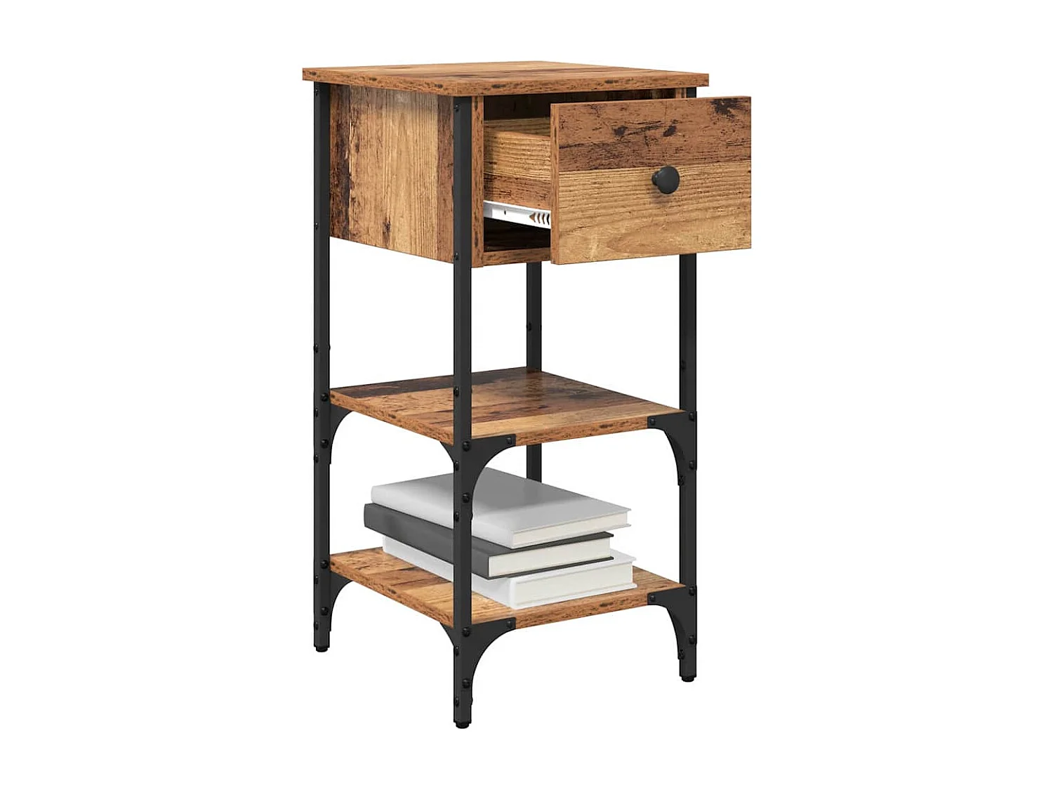 Table de chevet-Table de Nuit avec tiroir Bois ancien 34x36x70 cm