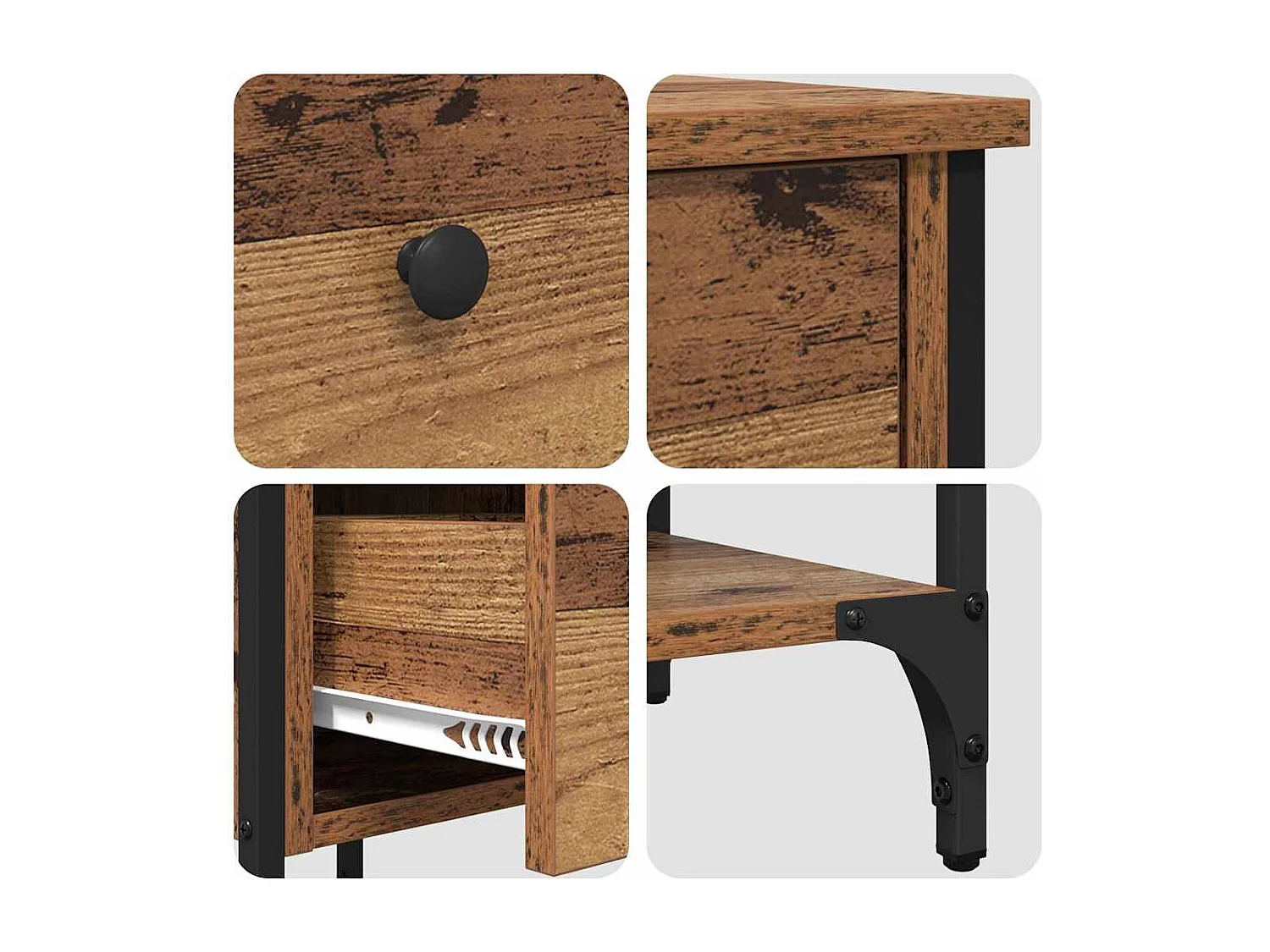 Table de chevet-Table de Nuit avec tiroir Bois ancien 34x36x70 cm