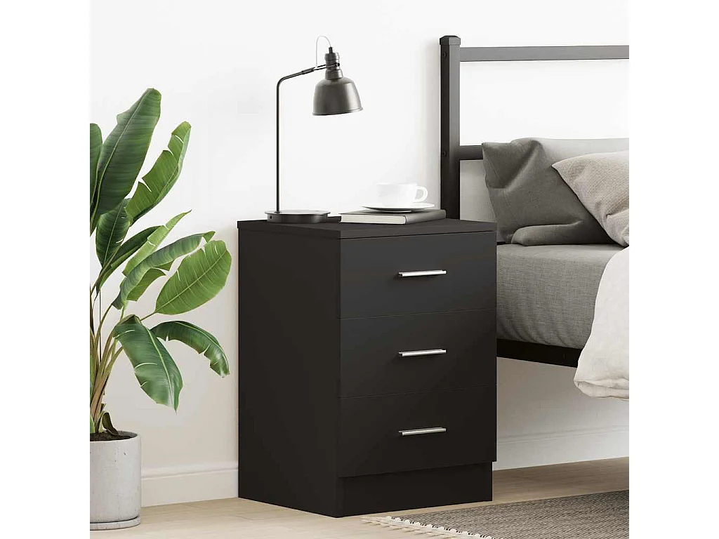 Nachttisch-Beistelltisch Schwarz 38x35x56 cm Holzwerkstoff SHL7575