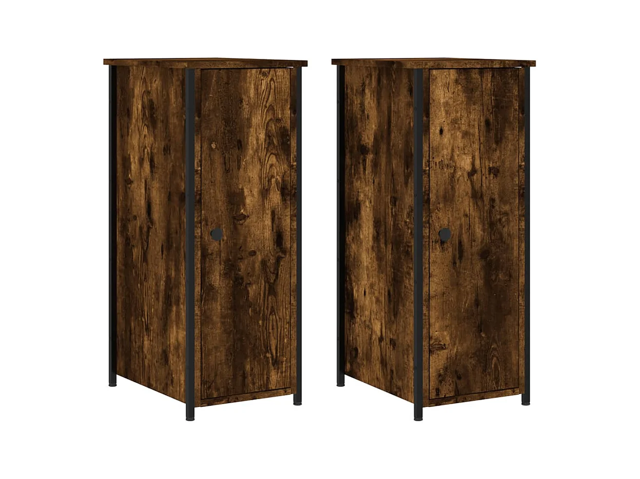 Mesitas de noche | Mesilla de noche 2 uds madera ingeniería roble ahumado 32x42x80 cm