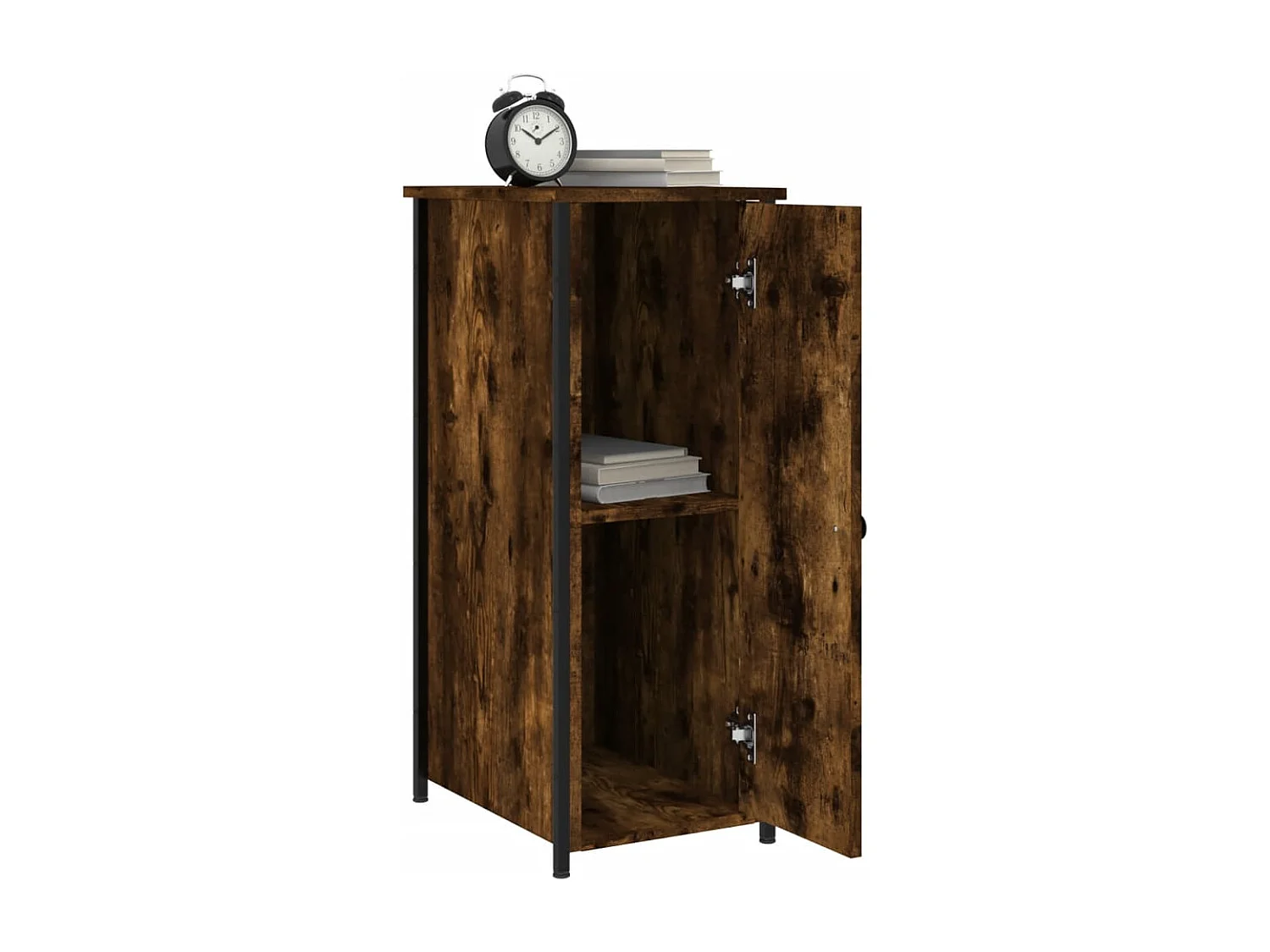 Nachttisch 2er Set-Beistelltisch-Nachttischkommode Räuchereiche 32x42x80 cm Holzwerkstoff SHL99081