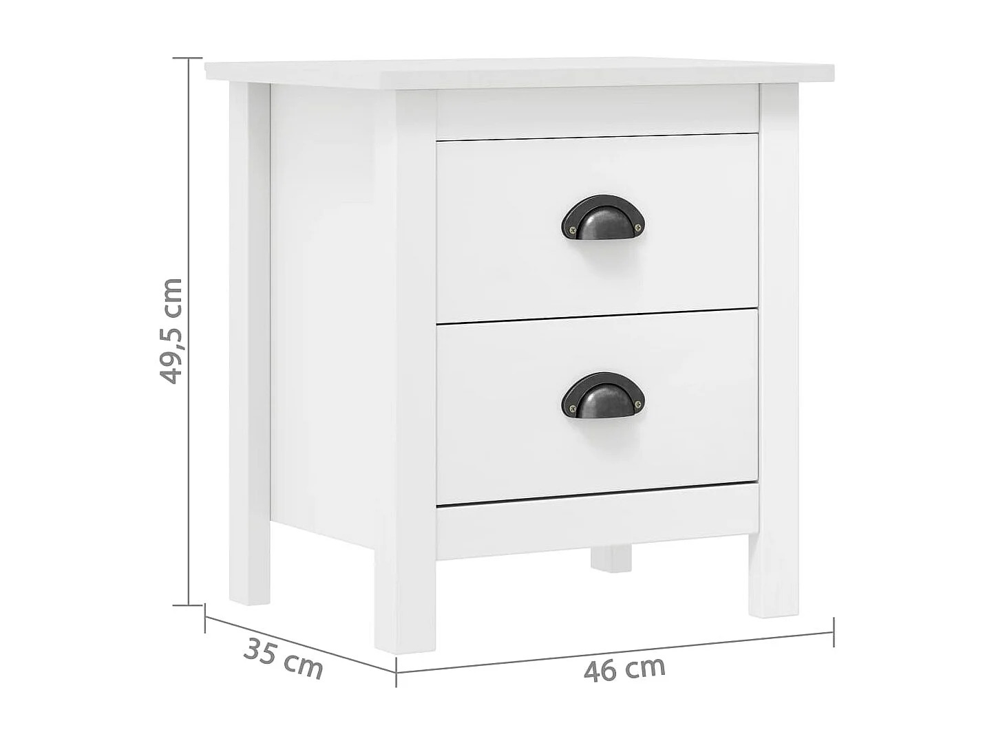 Lot de 2 Tables de chevet Hill-Tables d'appoint avec tiroirs Blanc 46x35x49,5 cm Bois pin solide