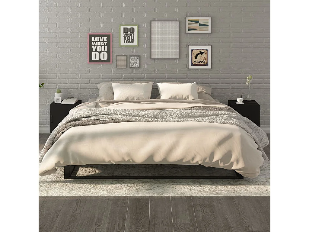 Nachttisch 2er Set-Beistelltisch Schwarz Holzwerkstoff SHL83187