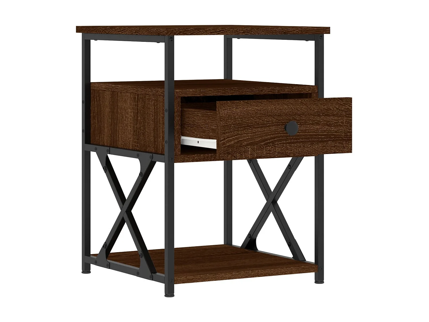 Nachttisch 2er Set-Beistelltisch-Nachttischkommode Braun Eichen-Optik 40x42x55 cm Holzwerkstoff SHL45144