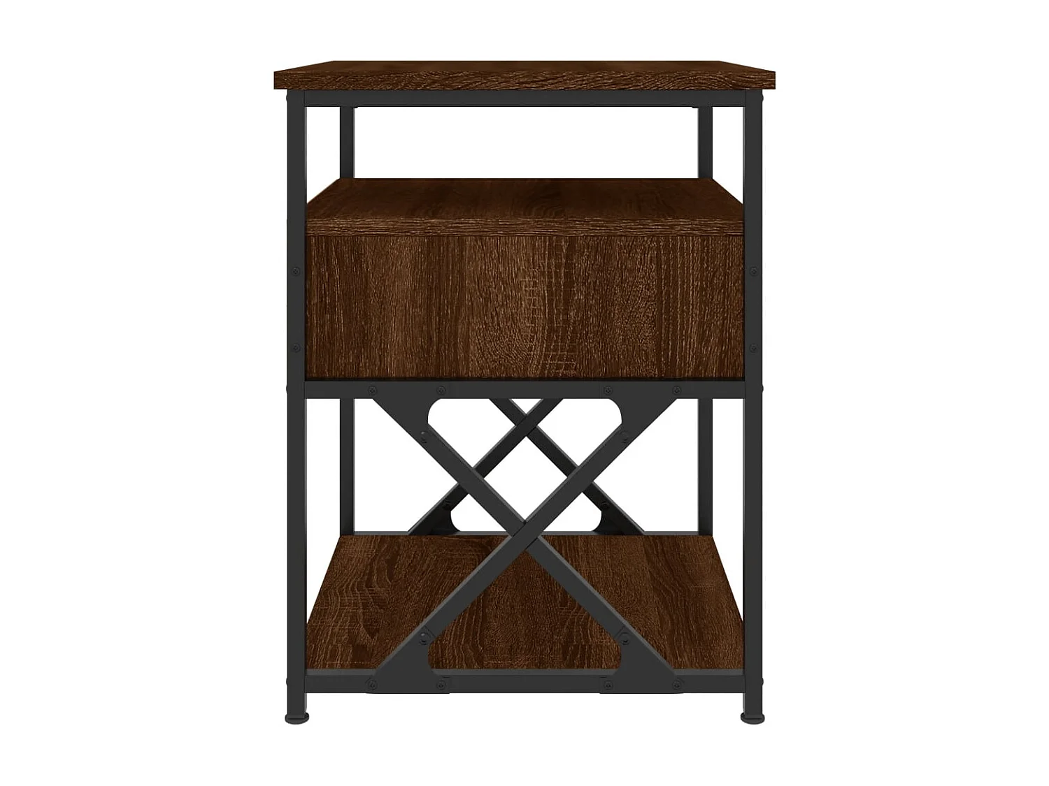 Nachttisch 2er Set-Beistelltisch-Nachttischkommode Braun Eichen-Optik 40x42x55 cm Holzwerkstoff SHL45144