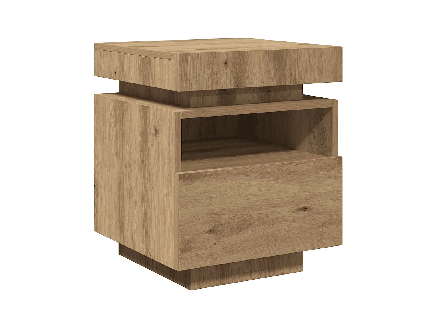 Mesita de noche | Mesilla de noche con luces LED roble artisan 40x39x48,5 cm