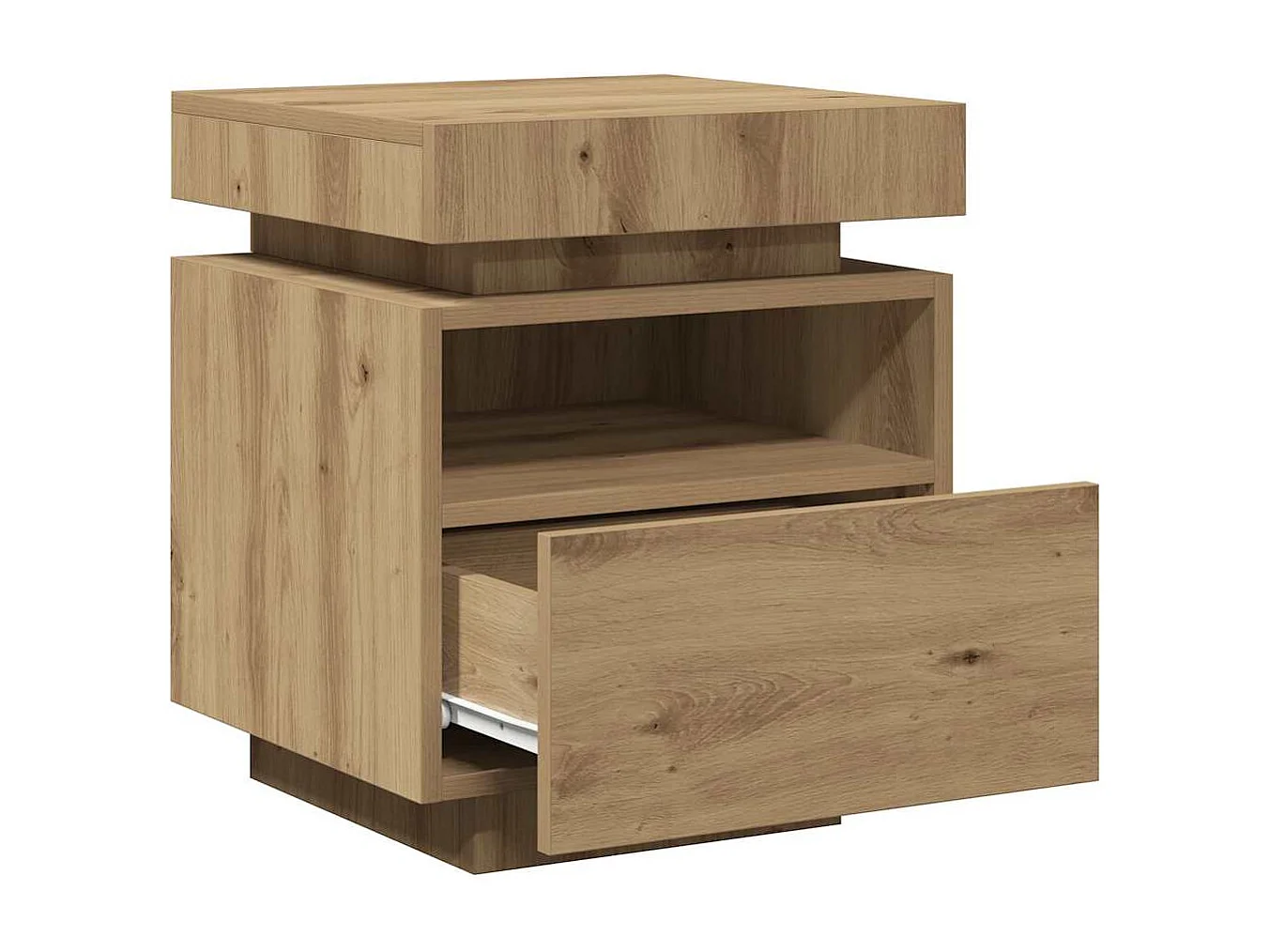 Nachttisch-Beistelltisch mit LED-Leuchten Artisan-Eiche 40x39x48,5 cm SHL40573