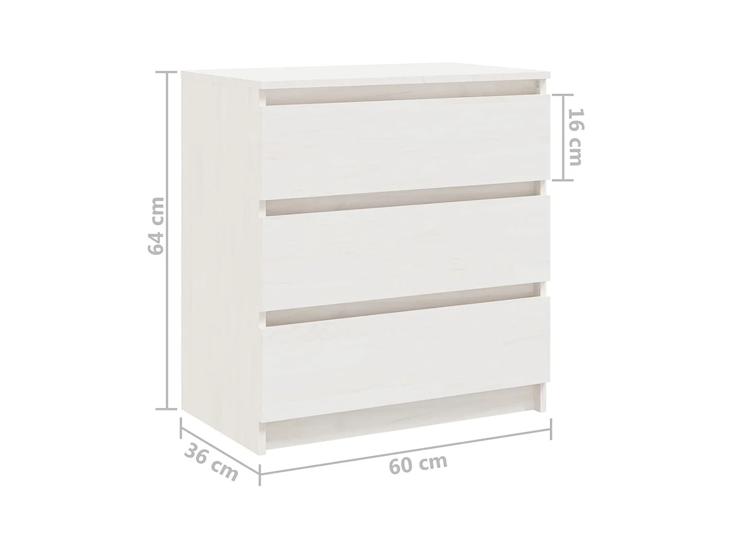 Mesita de noche | Mesilla de noche madera maciza de mango blanco 60x36x64 cm