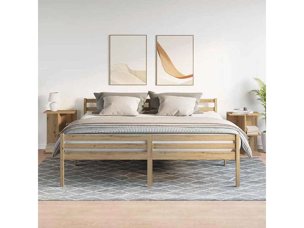 Mesita de noche | Mesilla de noche 2 uds. madera ingeniería roble artisan 46,5x29x61cm