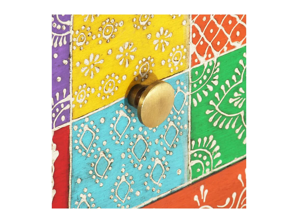 Mesita de noche | Mesilla de noche pintada a mano madera maciza mango 40x30x50 cm