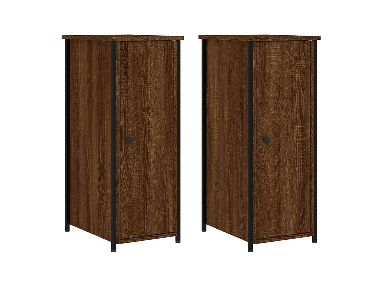 Mesitas de noche | Mesilla de noche 2 uds madera ingeniería marrón roble 32x42x80 cm