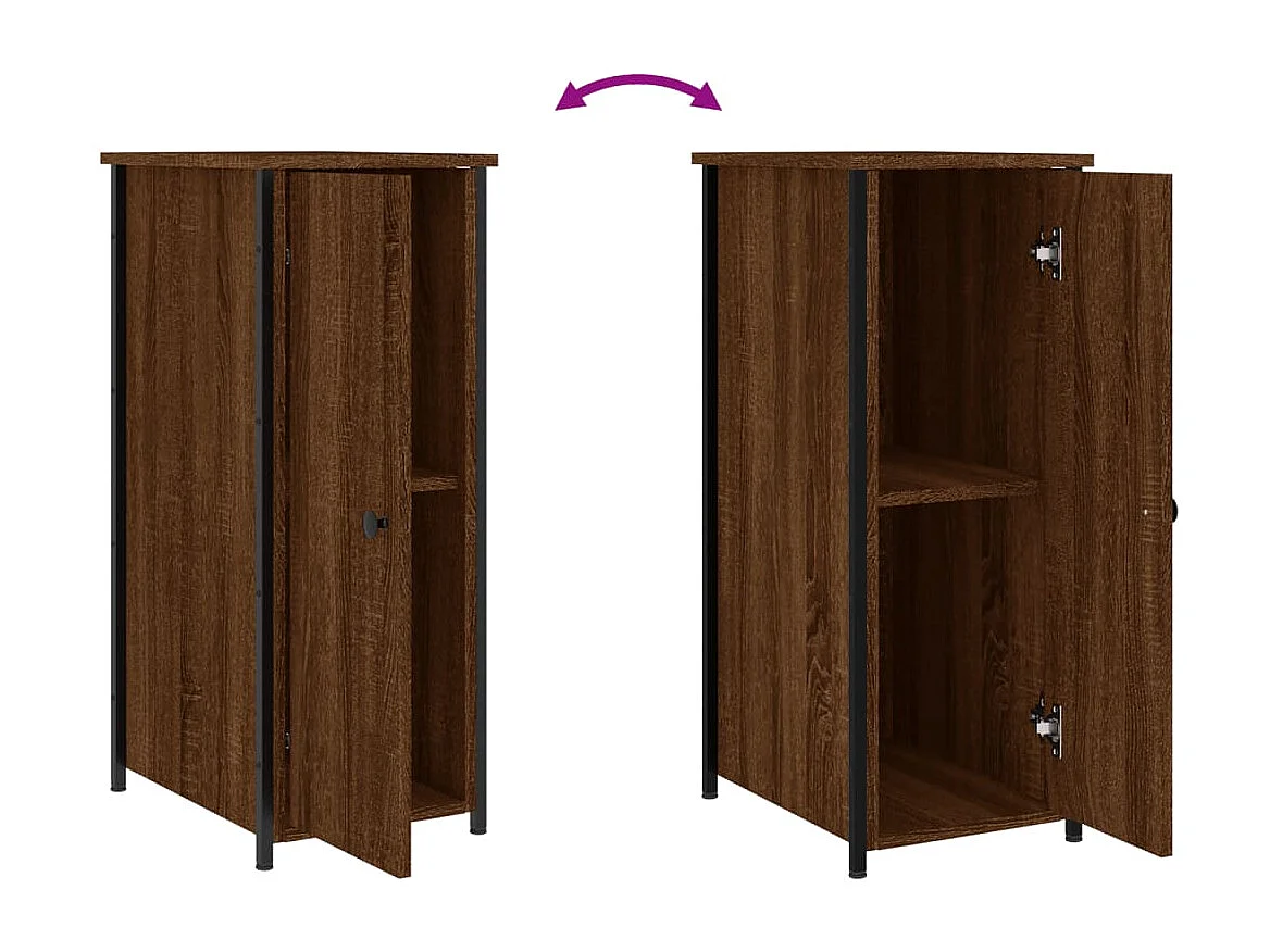 Nachttisch 2er Set-Beistelltisch-Nachttischkommode Braun Eichen-Optik 32x42x80 cm Holzwerkstoff SHL52089