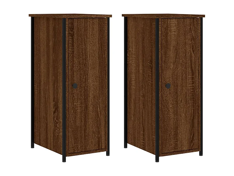 Tables de chevet lot de 2 avec rangement chêne marron 32x42x80cm bois d'ingénierie